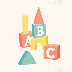 Wooden alphabet cubes with A,B,C letters. Blocks castle set. Isolated vector eps 10 illustration on white background.Wooden alphabet cubes with A,B,C letters. Blocks castle set. Isolated vector eps 10 illustration on white background