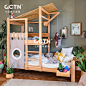 木屋单层床简约个性上下儿童床实木双层高低床可定制厂家直销-淘宝网