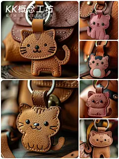 AI小铺 | 皮革猫咪钥匙挂 - 小红书