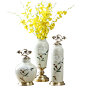 新中式现代陶瓷摆件花瓶套装彩绘花鸟客厅玄关样板间家居装饰品-淘宝网