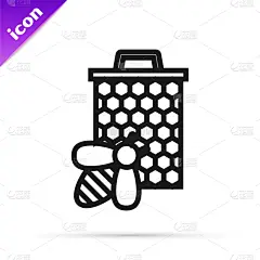 蜜蜂,分离着色,六边形,黑色,图标,线条,直的,食品,壁纸,模板