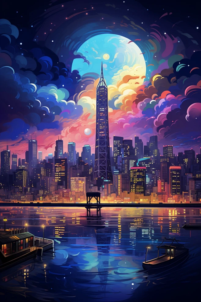 未来都市城市剪影扁平建筑插画图片图片_插画图片素材-花瓣网
