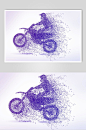 骑摩托车粒子剪影设计素材