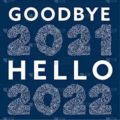 再见2021，你好2022。新年的概念。