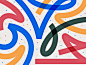 This may contain: an abstract painting with colorful lines and numbers
