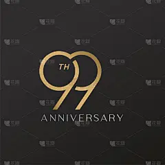 99周年庆典标志与优雅的数字闪亮的黄金设计