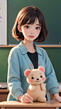#AICG 在教室上课的女孩