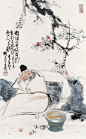 对酒不觉暝，落花盈我衣。醉起步溪月，鸟还人亦稀。——【唐】李白《自遣》
（刘旦宅  图）