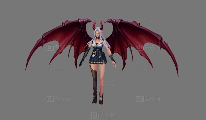 女恶魔 女吸血鬼 恶魔之翼 恶魔翅膀 恶魔角 暗夜精灵 魔女 女妖 - 角色模型 蛮蜗网