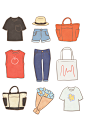 夏季卡通服饰衣服装饰素材图案免扣元素