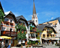 世界上最美的小镇哈尔施塔特镇，来自来自天堂的明信片 ​​​​