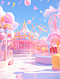 pastel colorclean background3dartcinematiccolorful ride theme park scenewith roller coasters and a carousel, in the style ovray, cartoon mis-en-scene, meticulous designdesertwave. seaside scenes, soft renderings.yellow and pink,pop， C4D，OC，Blender, 8K,