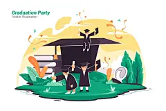 毕业派对主题创意扁平化矢量插图Graduation Party Vector Illustration插图