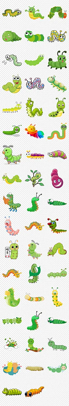 卡通害虫毛毛虫图片海报素材背景PNG