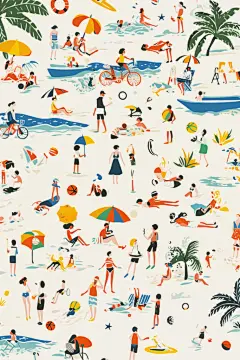 夏日元素手绘配图