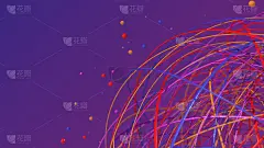 明亮的彩色圆圈和颗粒。抽象插图，3d渲染，特写。