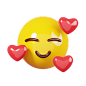 Smiling With Hearts Love Emoji 3D Illustration