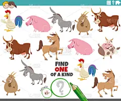 图片说明：寻找一种具有快乐农场动物性格的图片教育游戏