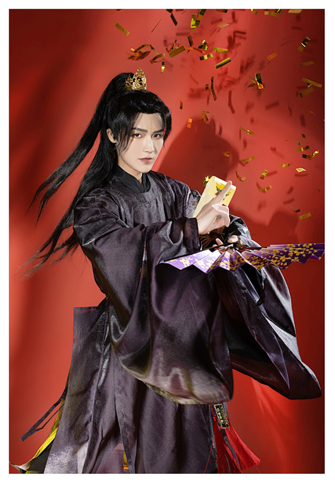 昭华赋灵使汉圆领袍情侣CP暗黑印花男汉服...