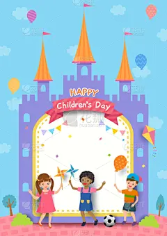 儿童,城堡,白昼,可爱的,边框,玩具,全球通讯,春天,童年,背景