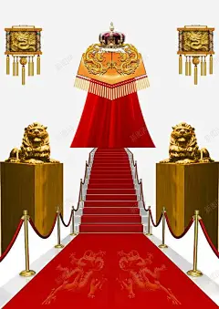 手绘创意红地毯灯饰石狮 创意素材