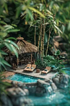 夏日泳池场景模型