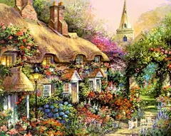 超美的梦境乡村小屋插画分享 - 插画图片_插画师_插画壁纸_场景插画_yidodo.net - 意兜兜