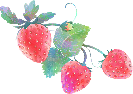 梦幻风格水彩插画贴纸-草莓
