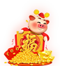 2019猪年生肖猪新年福气剪纸可爱插画