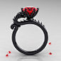 Art Masters 14K Black Gold 3.0 Ct Ruby Dragon Engagement Ring R801-14KBGR…