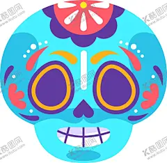 卡通骷髅高清图片 【酷图网】印花骷髅,卡通骷髅,插图,彩色骷髅,手绘