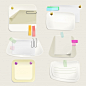 Paper message notes illustration of memo stickers and reminders with clips, pins Free Vector