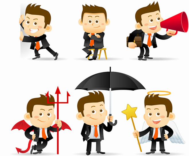 撑着雨伞的卡通人物图片素材