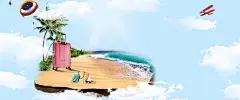 夏日海边旅游海报背景新图网 https://ixintu.com 夏天 夏季 夏日 海边 防晒 旅游 椰子树 沙滩 阳光 旅行 云彩 蓝色 旅游海报