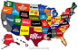 【图解美国品牌】这是一张覆盖美国地图的品牌图，美国的每一个州都拥有一个世界级的品牌...谁能来张中国版的！
