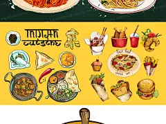 【名优设计】手绘创意卡通美食插画烹饪平面设计海报设计矢量素材-淘宝网