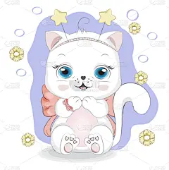 女孩,白色,蝴蝶结,猫,可爱的,请柬,贺卡,小的,动物,儿童