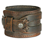 SilberDream Leather Bracelet antic brown with rivets and other adornments - fits up to 8'' - for Man or Woman Leather Bracelets genuine Leather LA4293B: SilberDream
