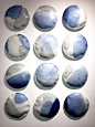 Stepanka Horalkova Abstract Sculpture - Stepanka Porcelaine Pillows, Blue white and gray, Mural Installation