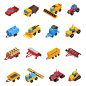 Agricultural machines isometric icon set