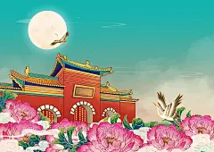 洛阳地标建筑插画白马寺中国