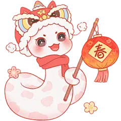 蛇年春节可爱Q版拟人蛇描边插画组合元素_5