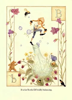 来自英国插画家Lauren Mills的一套精灵插画字母表，复古画风，彩铅涂色细腻淡雅，美极了！ ​​​​