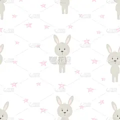 野兔,式样,动画片,可爱的,白色,自然,图像,壁纸,重复,装饰