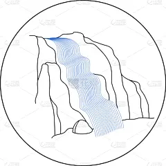 瀑布,公园,品牌名称,证章,河流,石头,户外,景象,流动,绘制