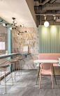 The pastel cafe is tailored to give its customers a fairytale like experience, attracting anyone who is seeking to spend some time in a light and airy atmosphere. The pastel colour scheme of pinks, greens, and neutrals perfectly compliments the marble tex