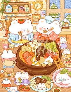 吃火锅啦～‍❄️‍｜iPad原创插画 - 小红书