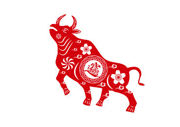 牛年生肖牛招财进宝红色窗花门国传统剪纸