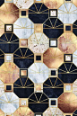 Art Deco Octagons Canvas Print by Elisabeth Fredriksson | iCanvas