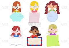 边框,女孩,式样,材料,对话气泡框,可爱的,华丽的,贺卡,信函,简单